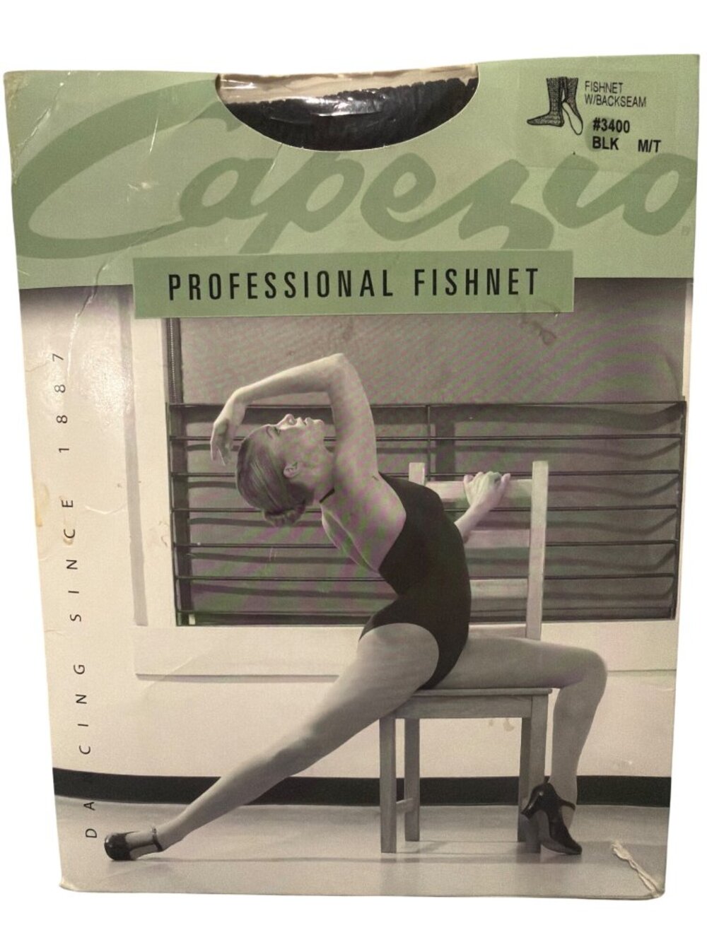 Capezio Professional Fishnet Tights W/Backseam Style #3400 Medium/Tall Black